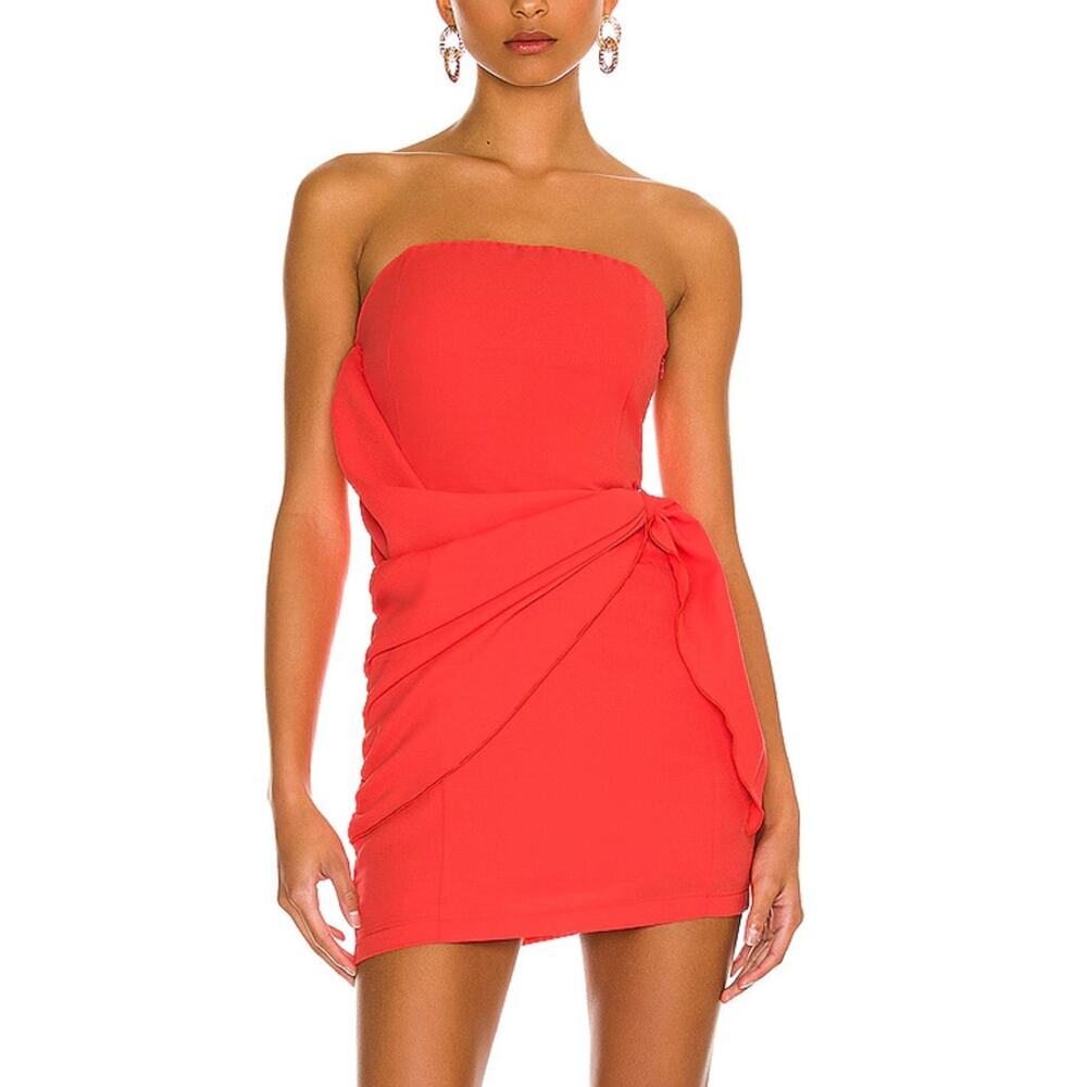 Superdown Andria Strapless Draped Mini Dress in Red Size M